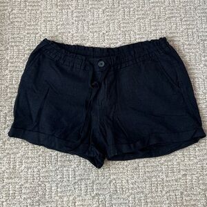 Old Navy Black Linen Blend Shorts Drawstring Cuff Hem Womens Size 6